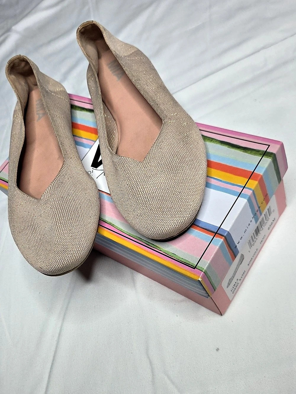 Mia | Kandi Knit Flat Beige Ballet Flats